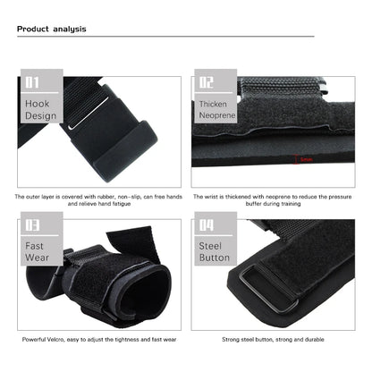 Weight Lifting Hook Grips with Wrist Wraps - Professional Hand-Bar Straps for Gym Fitness and Power Lifting