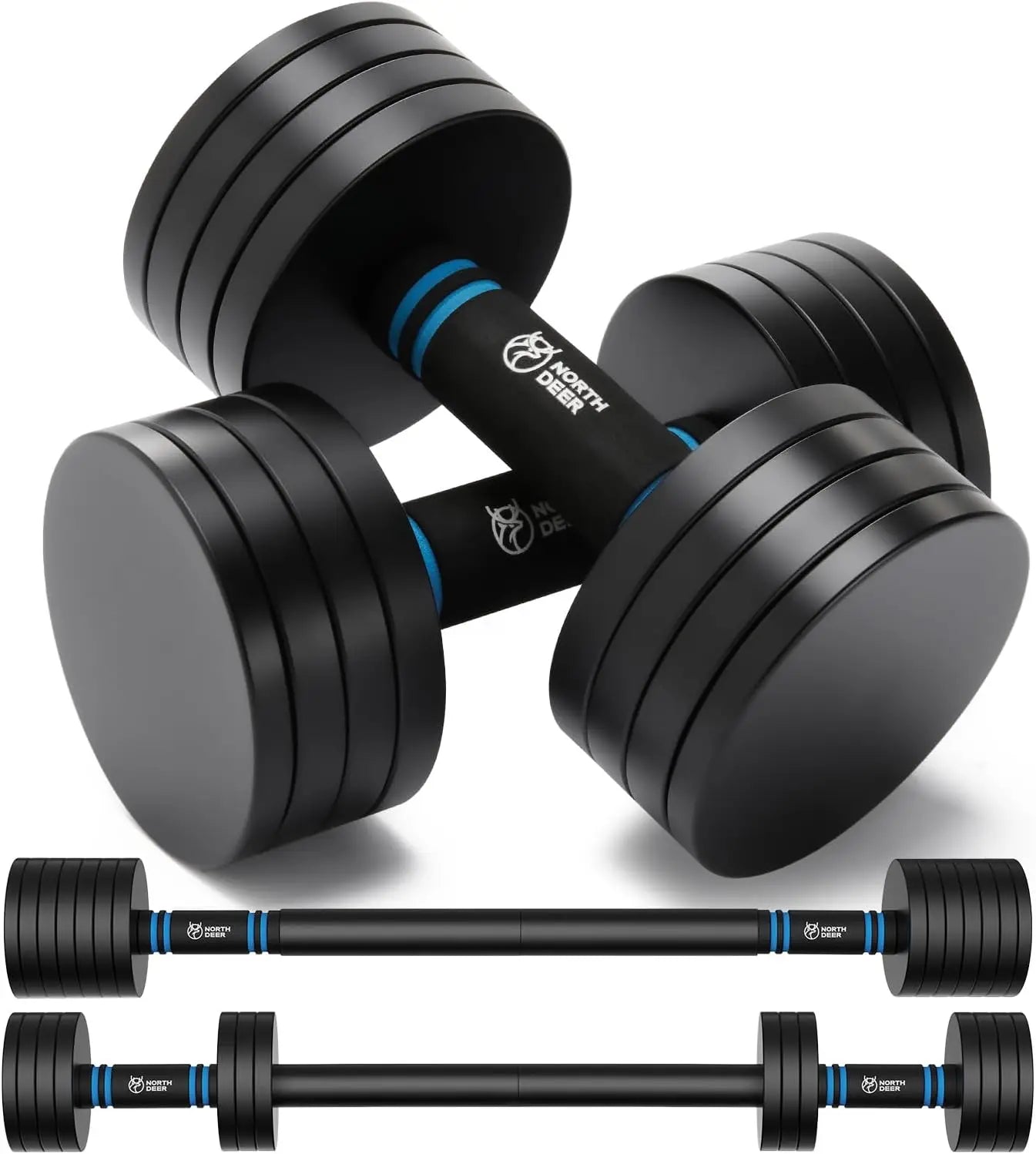 Adjustable Steel Dumbbells 20Lb Pair - 2 in 1 Dumbbell Barbell Set for Home Gym Workout - Compatible with V1.0 D