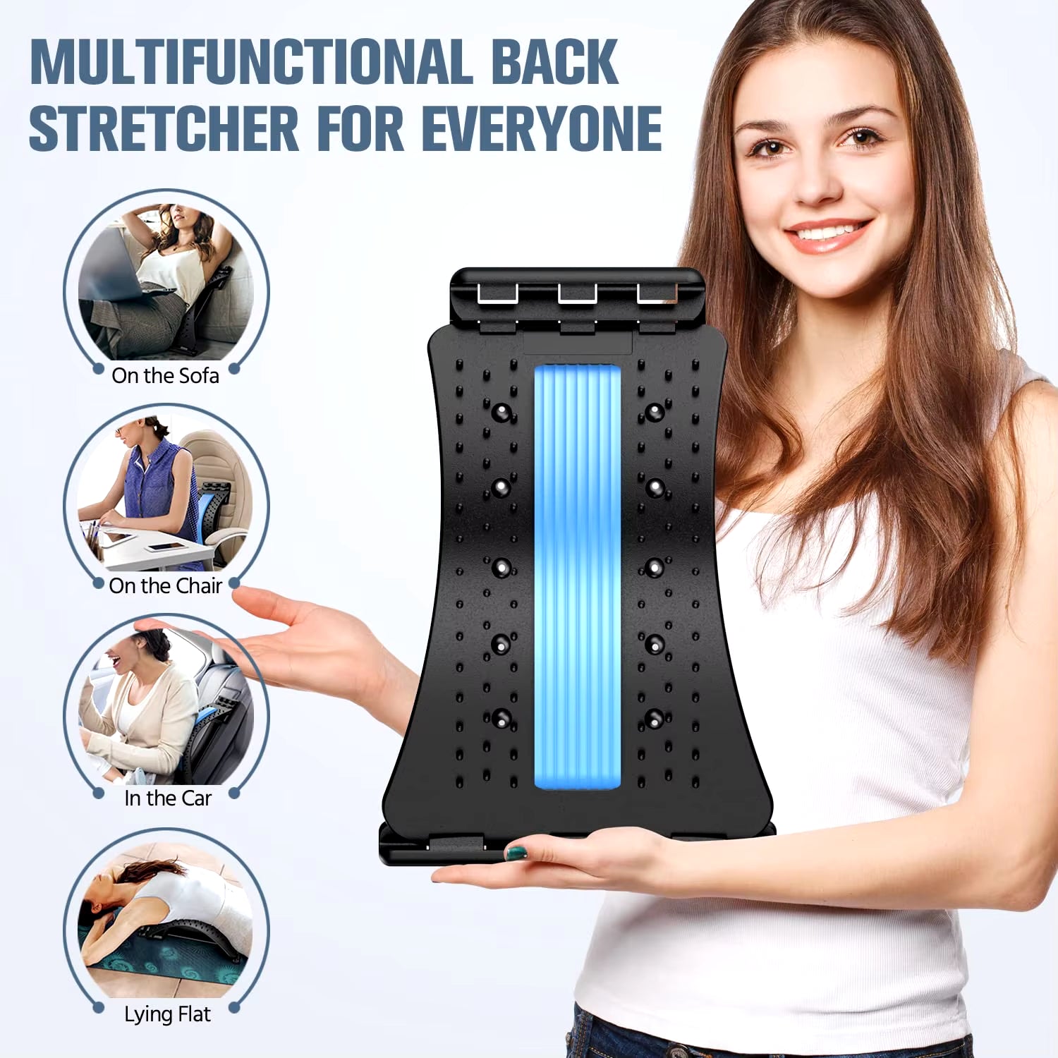 Multi-Level Back Stretcher for Effective Pain Relief and Support for Herniated Discs - Ideal for Yoga and Fitness