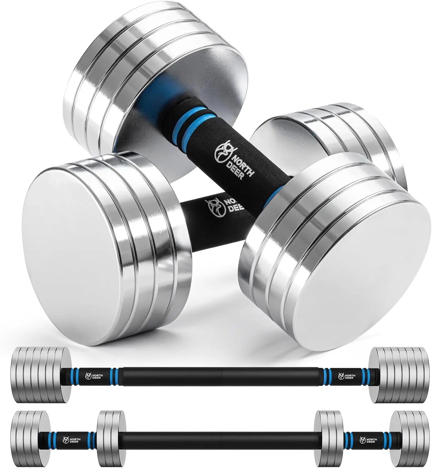 Adjustable Steel Dumbbells 20Lb Pair - 2 in 1 Dumbbell Barbell Set for Home Gym Workout - Compatible with V1.0 D