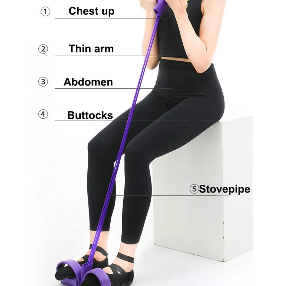 4-Piece Resistance Elastic Pull Rope Set for Home Gym Fitness Training
