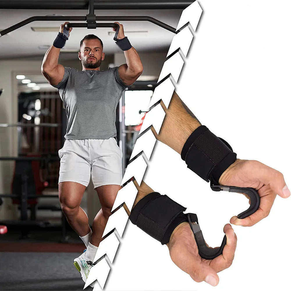 Weight Lifting Hook Grips with Wrist Wraps - Professional Hand-Bar Straps for Gym Fitness and Power Lifting