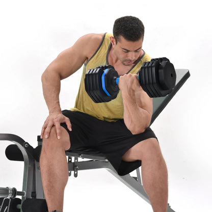 Adjustable Dumbbell - 55Lb X2 Set of 2 Anti-Slip Handle Fast Adjust Weight by Turning Handle Tray Exercise Fitness Dumbbell