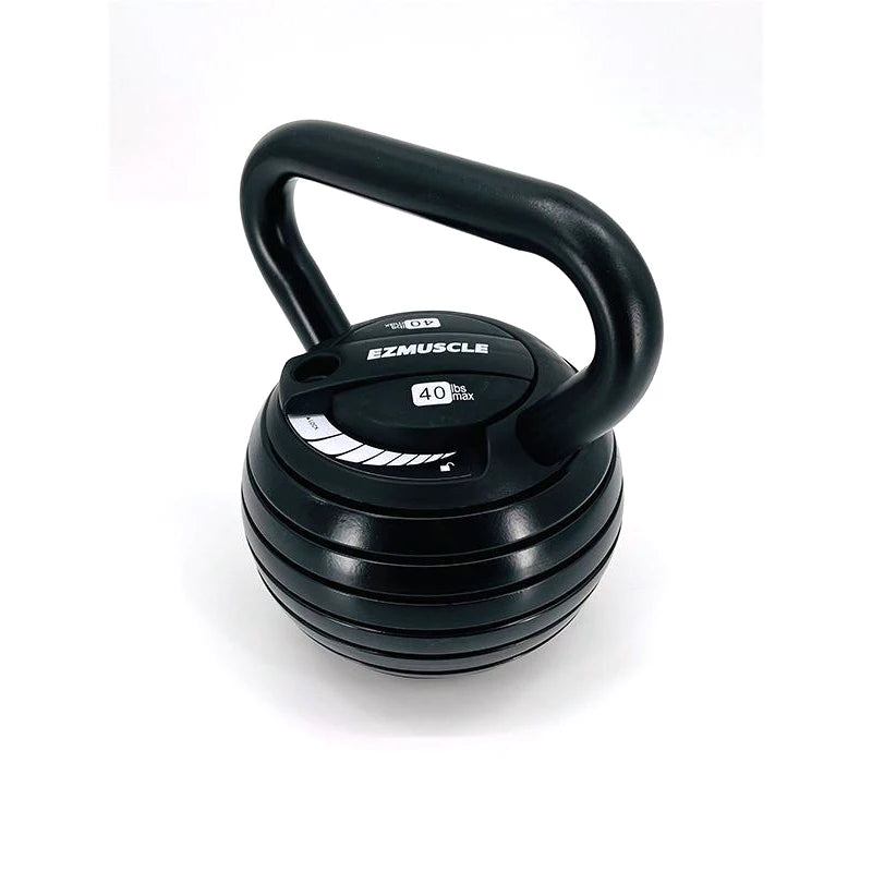Adjustable Cast Iron Kettlebell Weight Set for Home Strength Training, 20 to 40 lbs