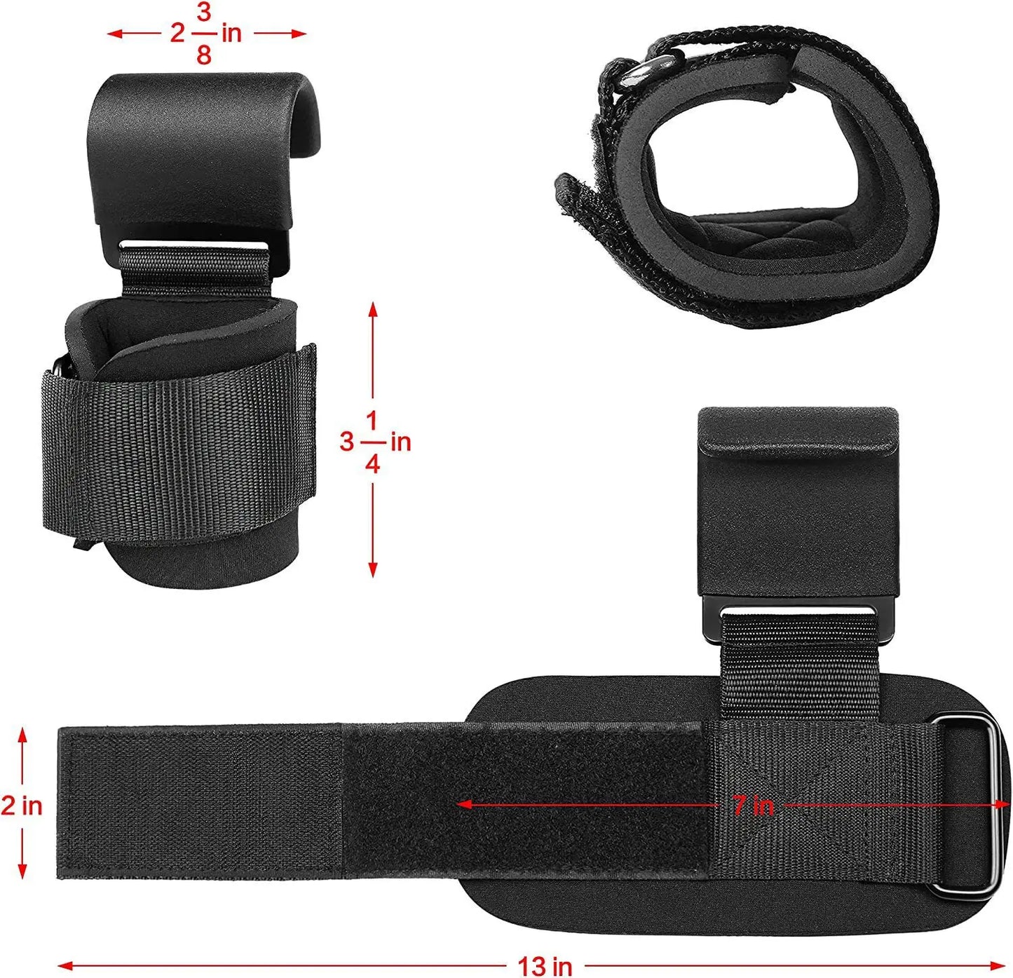 Weight Lifting Hook Grips with Wrist Wraps - Professional Hand-Bar Straps for Gym Fitness and Power Lifting