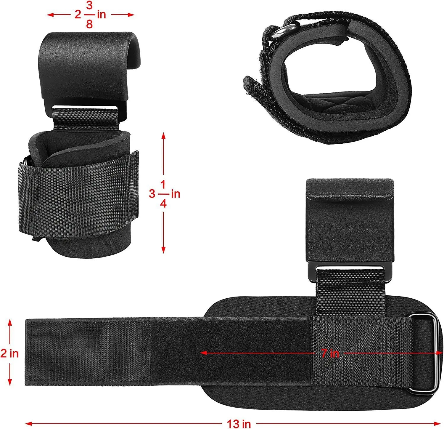 Weight Lifting Hook Grips with Wrist Wraps - Professional Hand-Bar Straps for Gym Fitness and Power Lifting